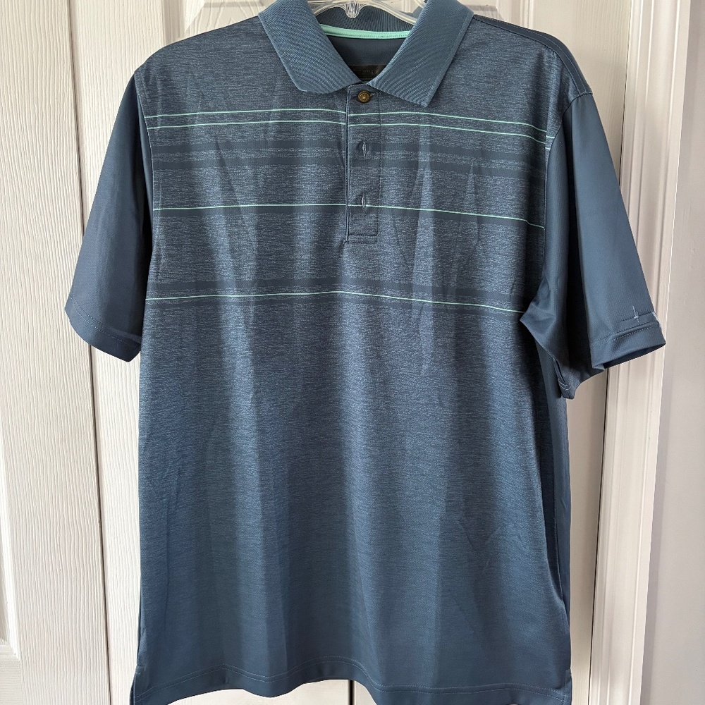 Pebble Beach Golf Shirt, M, GUC, Blue-gray & Mint Green